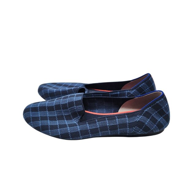 Rothy’s Womens Indigo Gingham Plaid Checkered Slip On Flats Loafers Round Toe 10 - Picture 3 of 7
